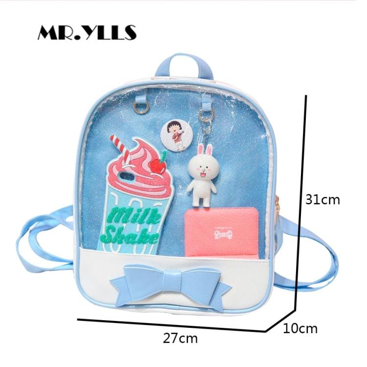 Transparent Children Backpack Cute Bow Bags Mini Schoolbag(Purple)