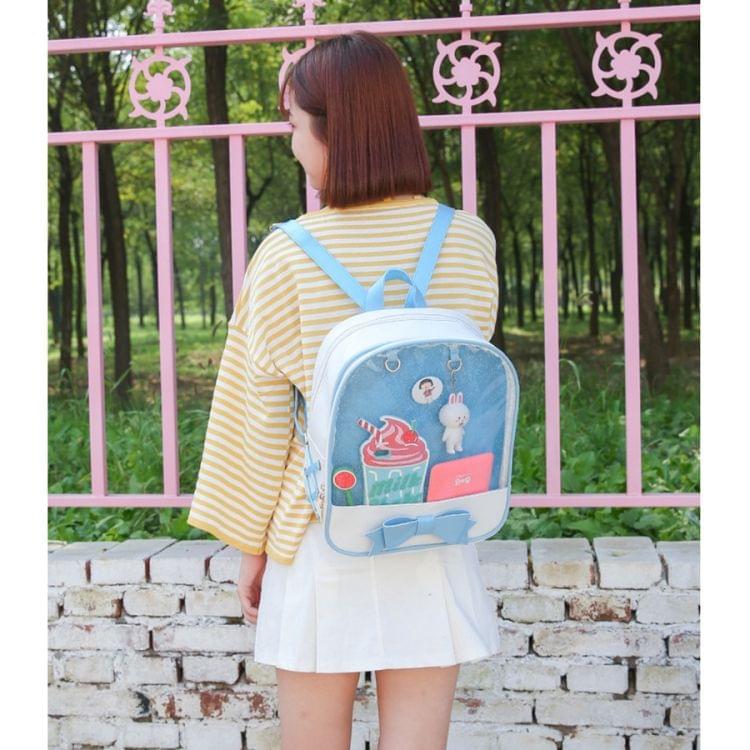 Transparent Children Backpack Cute Bow Bags Mini Schoolbag(Purple)