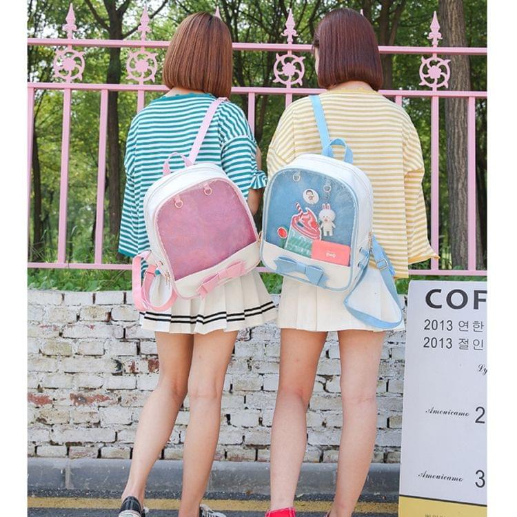 Transparent Children Backpack Cute Bow Bags Mini Schoolbag(Purple)