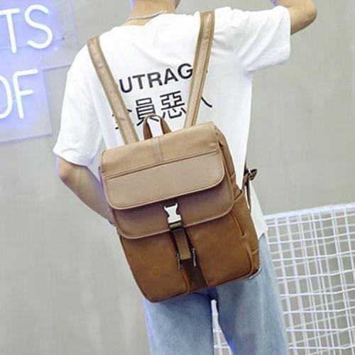 British Style Casual PU Double-shoulder Bag Messenger Bag for Men (Dark Brown)