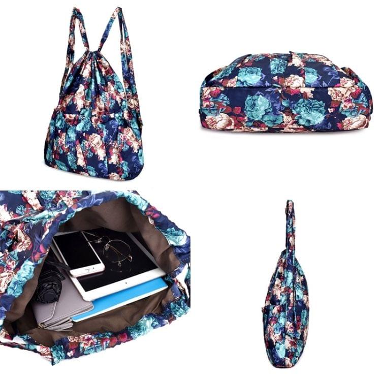 Printing Double Shoulders Drawstring Sports Backpack Bag (Dream Blue Flower)