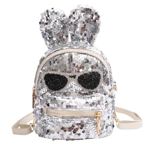 Sequins Shoulder Bag Student Children School Bag(Silver)