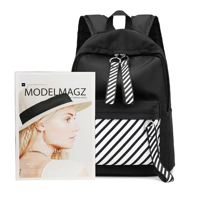 Casual Striped Waterproof Nylon Backpack Handbag (Grey)