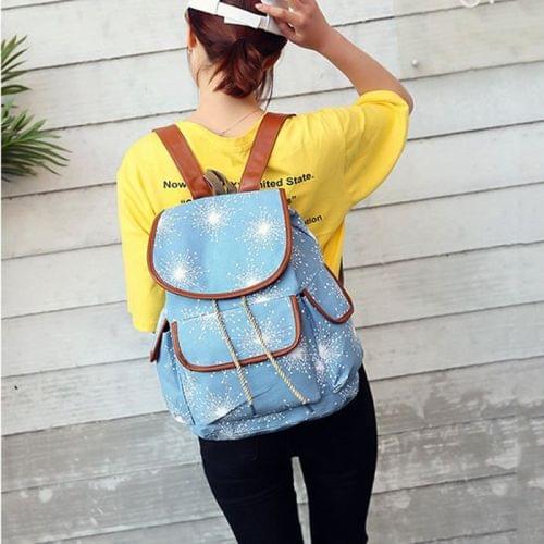 Leisure Fashion Canvas Backpack Handbag(Blue)