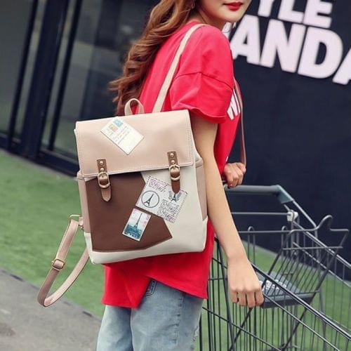 Leisure Fashion PU Leather Backpack Handbag(White)