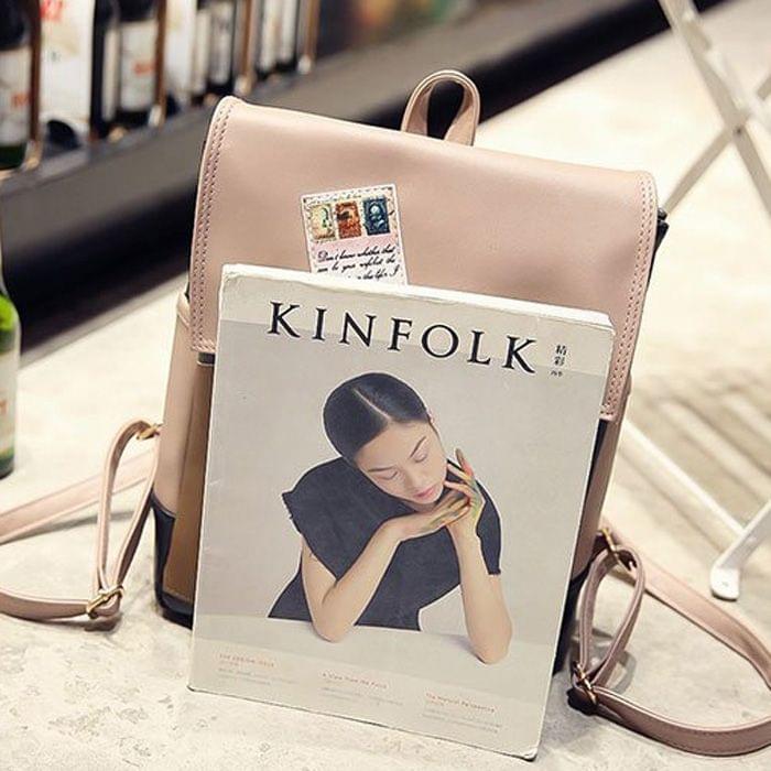 Leisure Fashion PU Leather Backpack Handbag(White)