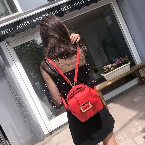 Solid Color Casual PU Double-shoulder Bag Messenger Bag (Red)
