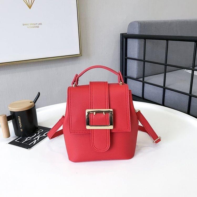 Solid Color Casual PU Double-shoulder Bag Messenger Bag (Red)