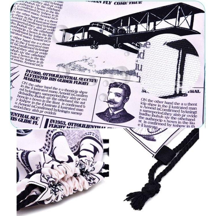 News Newspaper Pattern Printing Double Shoulders Drawstring Sports Backpack Bag (Cyan)