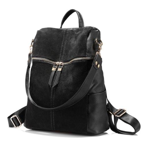 Vintage Women Backpack PU Leather School Backpacks(Black)