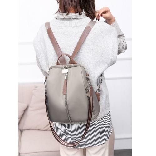 Solid Color Fashion Waterproof Backpack Anti-theft Bag (Grey)
