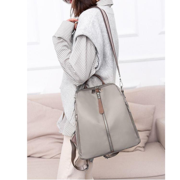 Solid Color Fashion Waterproof Backpack Anti-theft Bag (Grey)