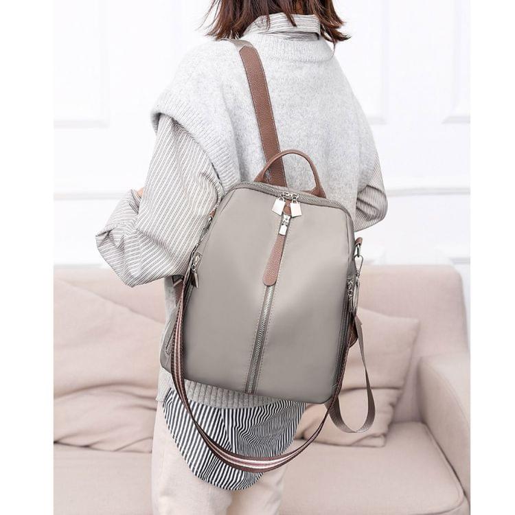 Solid Color Fashion Waterproof Backpack Anti-theft Bag (Grey)