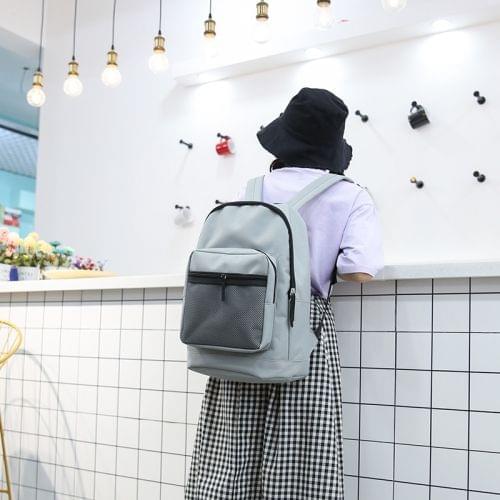 Oxford Double Shoulders School Bag Travel Backpack Bag (Grey)
