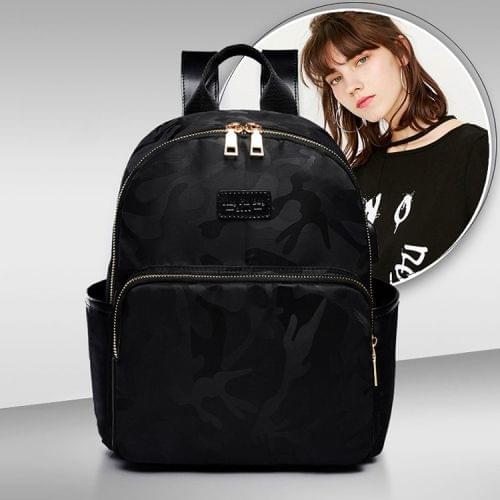 Leisure Fashion Waterproof Oxford Cloth Double Shoulders Bag, with USB charging interface (Black)