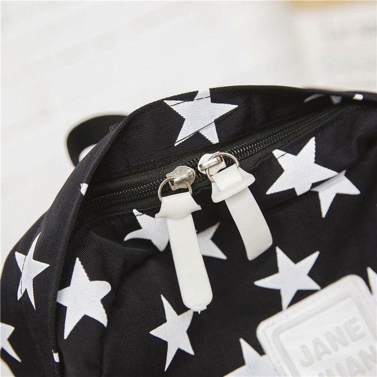 Star Pattern Double Shoulders School Bag Travel Backpack Bag (Color:Pink Size: + L)