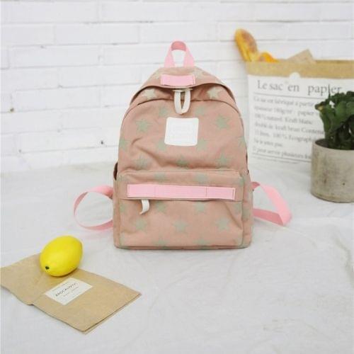 Star Pattern Double Shoulders School Bag Travel Backpack Bag (Color:Pink Size: + L)