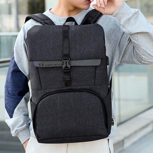 Business Computer Bag Single & Double Shoulders Bag Messenger Bag with USB Charging Hole (Black)