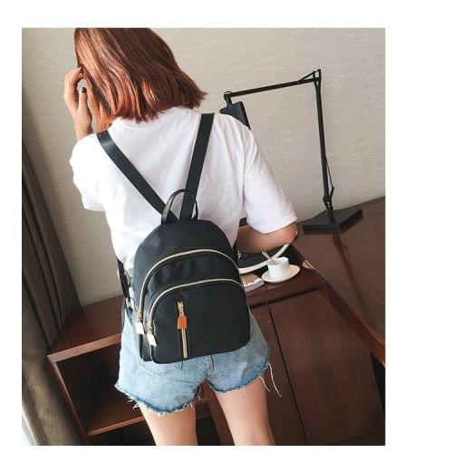 Solid Color Multi-function Oxford Cloth Backpack Ladies Bag Double Shoulders Bag (Black)