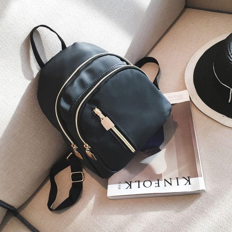 Solid Color Multi-function Oxford Cloth Backpack Ladies Bag Double Shoulders Bag (Black)