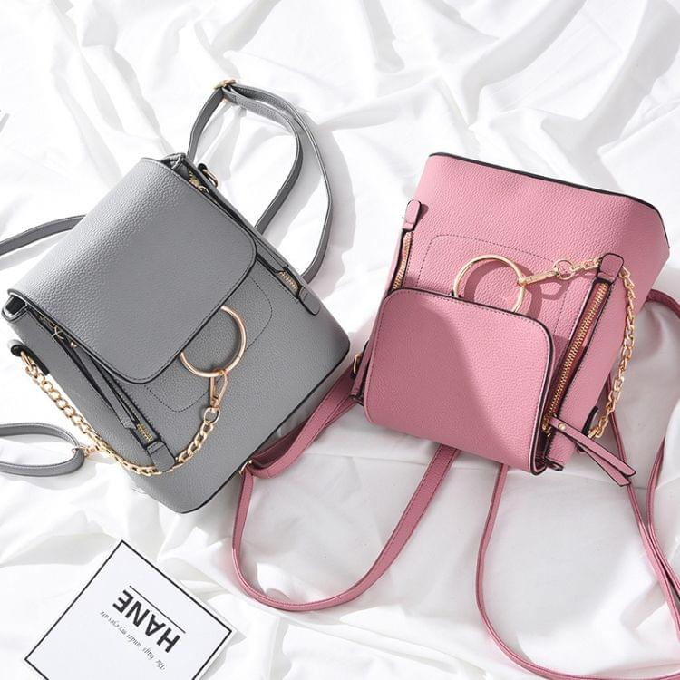 PU Leather Women Backapck Mini Women Shoulder Bags(Black)