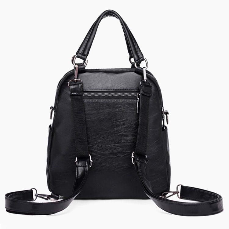 Multifunction Soft Surface PU Double Shoulders Bag Ladies Handbag Messenger Bag (Black)