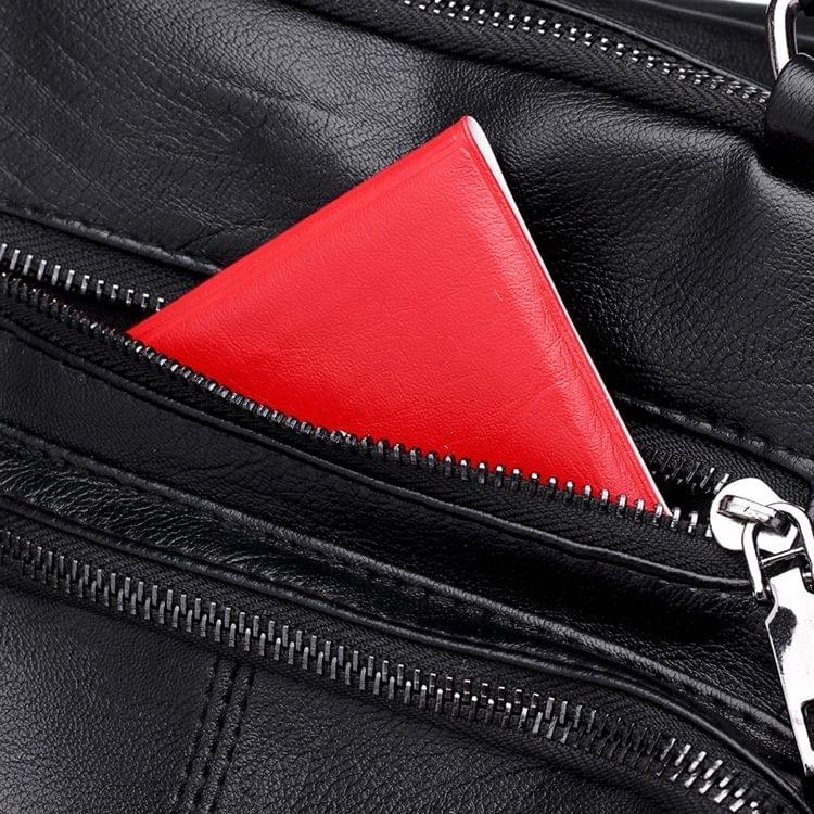 Multifunction Soft Surface PU Double Shoulders Bag Ladies Handbag Messenger Bag (Black)