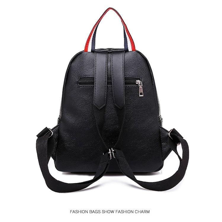 Solid Color Multi-function PU Leather Backpack Girl Shoulder Bag Casual Handbag (Pink)