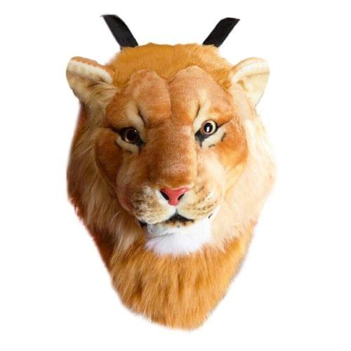 Backpack Plush Animal Head Double Student Shoulder Bag Zipper Bag Small Backpack Vintage Backpack School Bags(Lion Head)