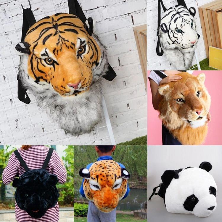 Backpack Plush Animal Head Double Student Shoulder Bag Zipper Bag Small Backpack Vintage Backpack School Bags(Lion Head)