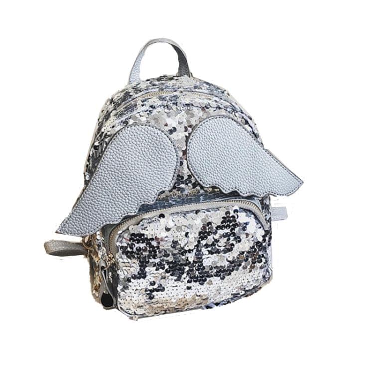 Brilliant Sequins Shoulder Bag Angel Wing Shape Bag(Red)
