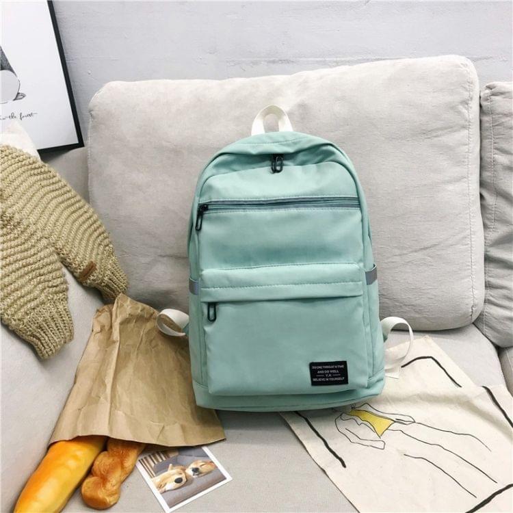 Reflective Strip Zipper Nylon Double Shoulders School Bag Travel Backpack Bag (Blue)