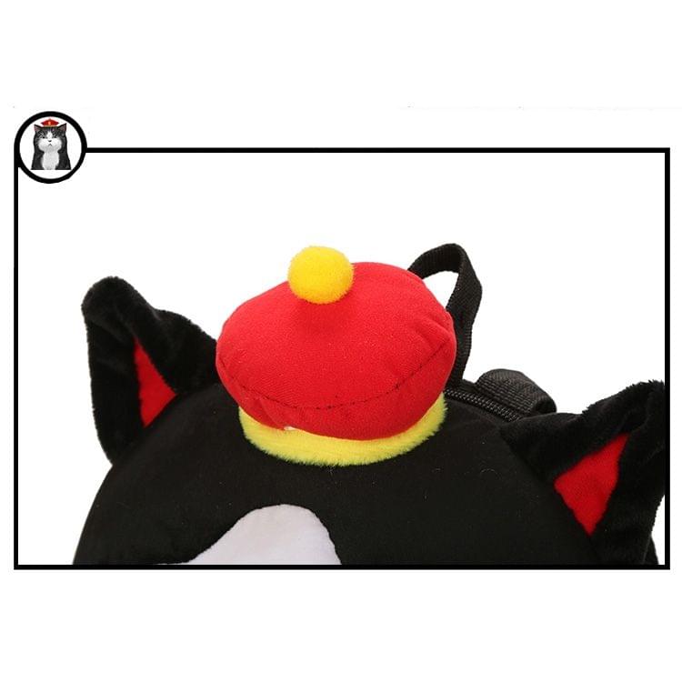 Warm Hand Emperor Cat Lil 18 Short Plush Shoulders Bag School Bag Travel Backpack Bag (Black)