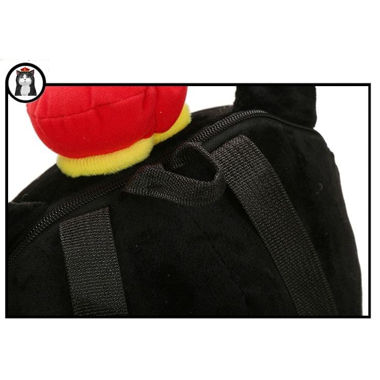 Warm Hand Emperor Cat Lil 18 Short Plush Shoulders Bag School Bag Travel Backpack Bag (Black)