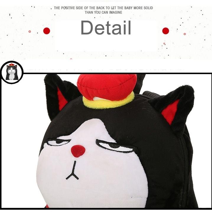 Warm Hand Emperor Cat Lil 18 Short Plush Shoulders Bag School Bag Travel Backpack Bag (Black)