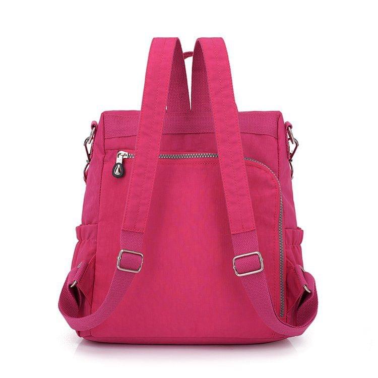 Multi-function Leisure Fashion Nylon Waterproof Double Shoulders Bag(Rose Red)