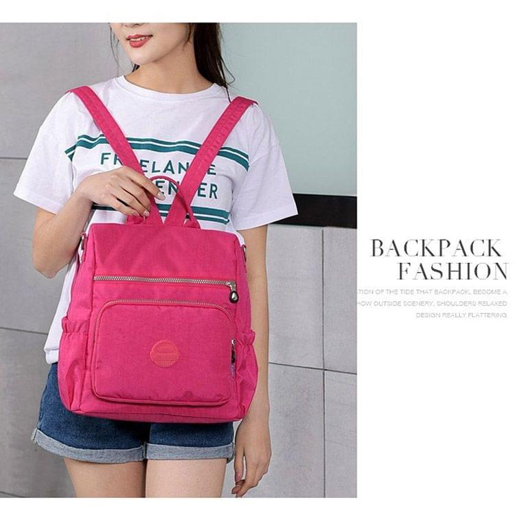 Multi-function Leisure Fashion Nylon Waterproof Double Shoulders Bag(Rose Red)