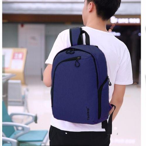 Double Zipper Design Nylon Portable Casual Double Shoulders Bag (Navy Blue)
