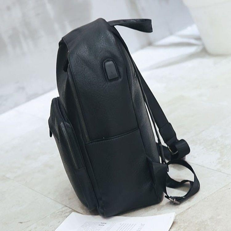 Charging Travel PU Leather Double-shoulder Bag Backpack Bag (Silver)