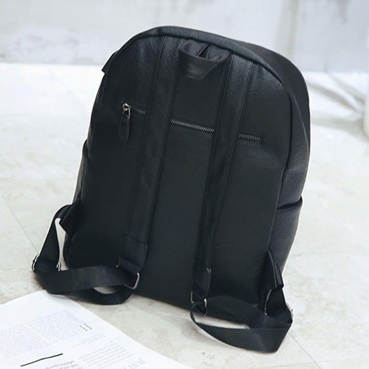 Charging Travel PU Leather Double-shoulder Bag Backpack Bag (Silver)