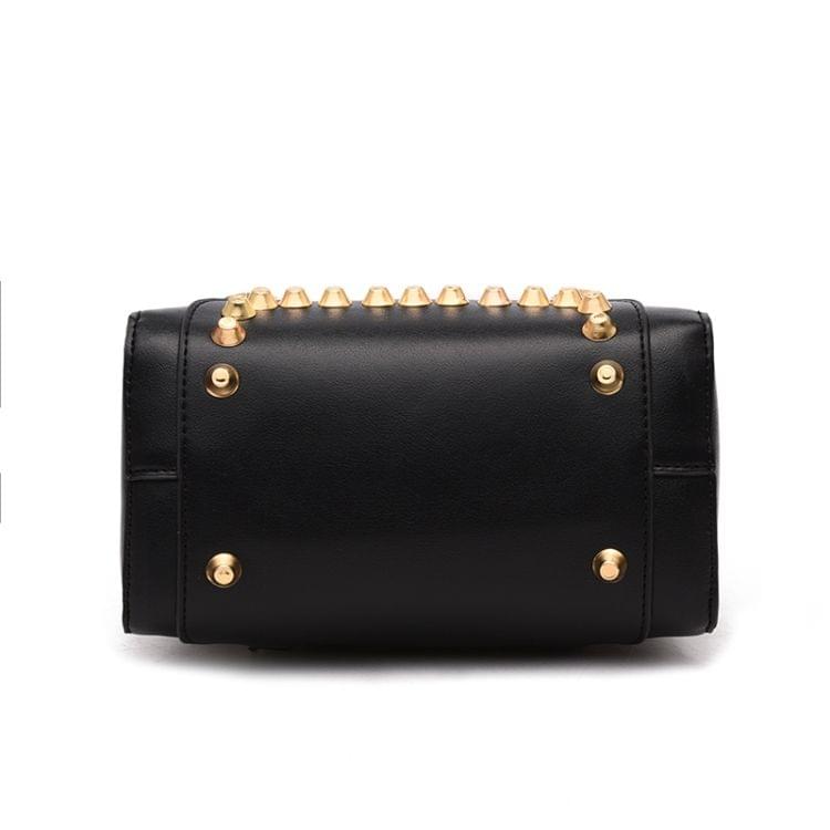 Rivet Pattern Leisure Fashion PU Double Shoulder Bag Handbag(Black)