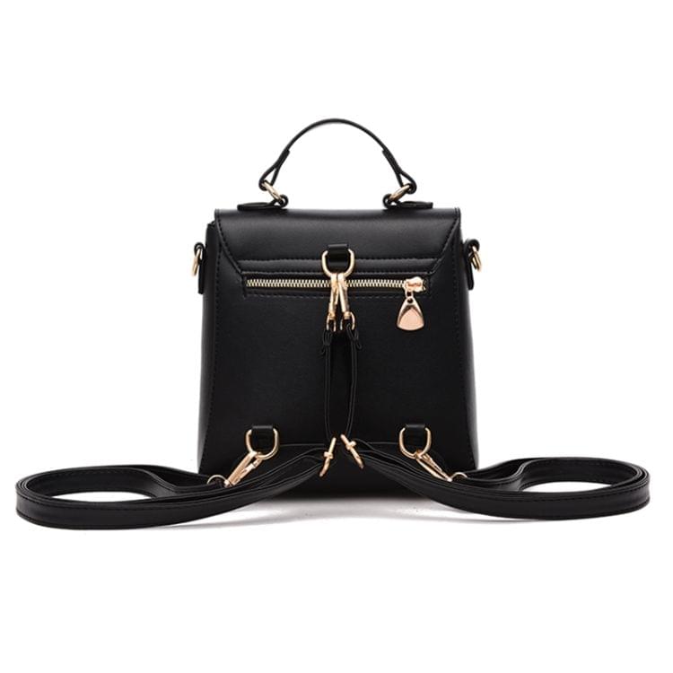 Rivet Pattern Leisure Fashion PU Double Shoulder Bag Handbag(Black)