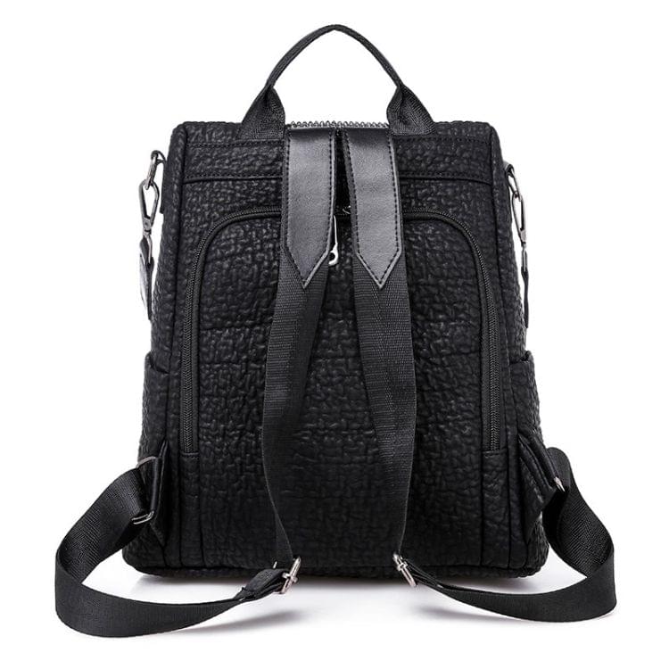 Anti-theft Sequin PU Leather Double Shoulders Backpack Bag Ladies Handbag (Black)