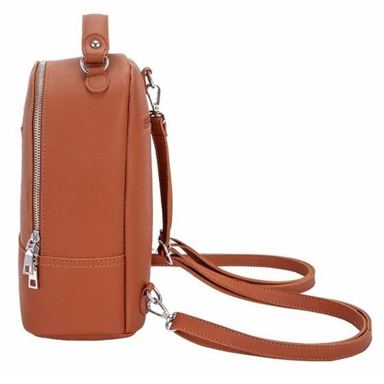 Solid Color PU Leather Double-shoulder Bag Ladies Handbag Messenger Bag (Gold)