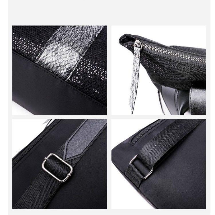 Fashion Mesh Sequin Shoulder Bag Ladies Handbag Messenger Bag (Black)