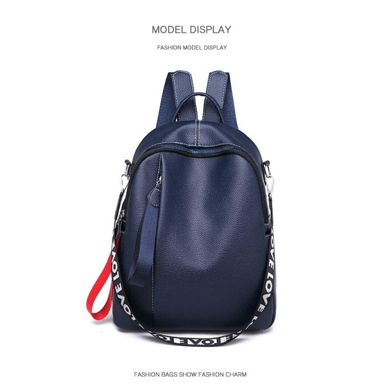 Litchi Texture PU Leather Casual Fashion Ladies Backpack Handbag Crossbody Bag (Blue)