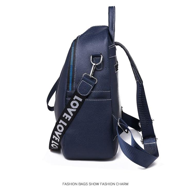 Litchi Texture PU Leather Casual Fashion Ladies Backpack Handbag Crossbody Bag (Blue)