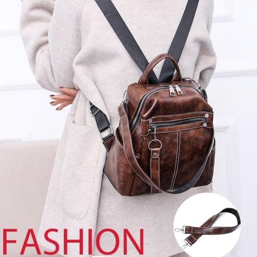Fashion PU Backpack Women's Handbag Casual Messenger Bag Shoulder Bag (Brown)