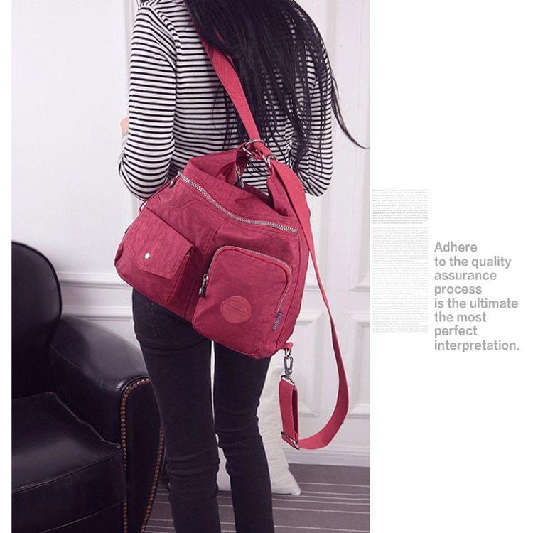 Multi-function Leisure Fashion Nylon Waterproof Slant Shoulder Double Shoulders Bag(Red)