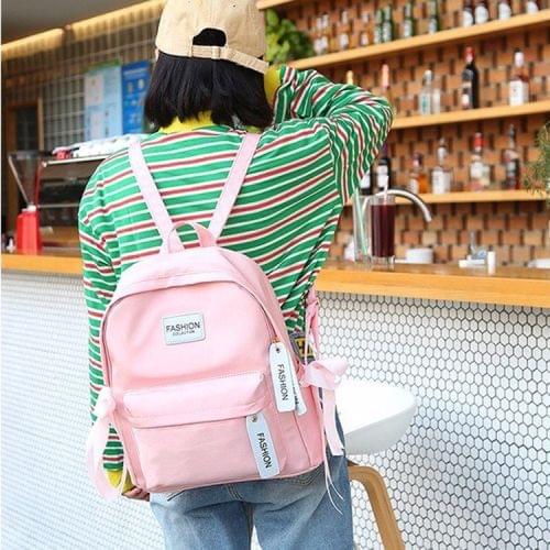 Ribbon Bow Double Shoulders School Bag Travel Backpack Bag (Pink)